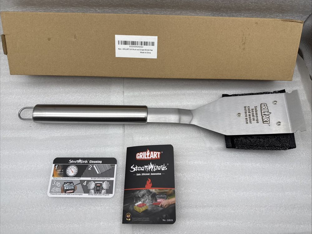 GRILLART SteamWizards Grill Brush, Bristle Free & Outdoor BBQ Scrub Scraper READ